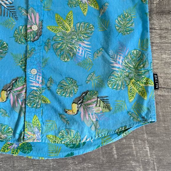 Brooklyn Cloth Mfg Reverse Print Button Down Shirt Mens S Blue Hawaiian Cotton - Picture 4 of 9